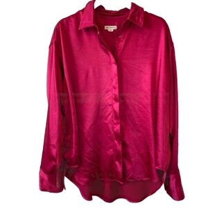 Women's Good American Washed Satin Weekend Shirt L / XL Love Potion Pink